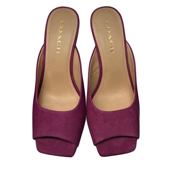 Coach Mauve Suede Laurence Sandal Mules, Size 9.5, Work Party Wedding Vacation - Picture 1 of 5